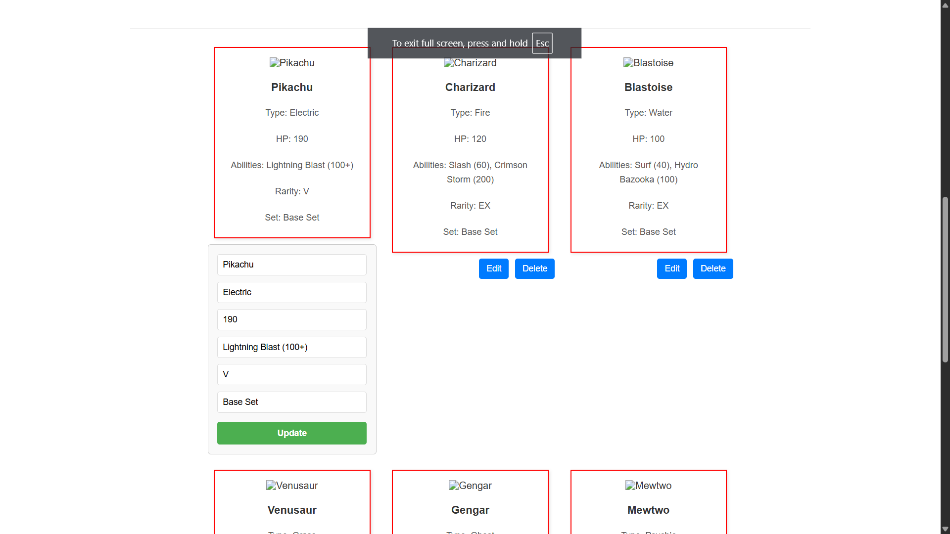 Screenshot of Project Edit/Delete Requests