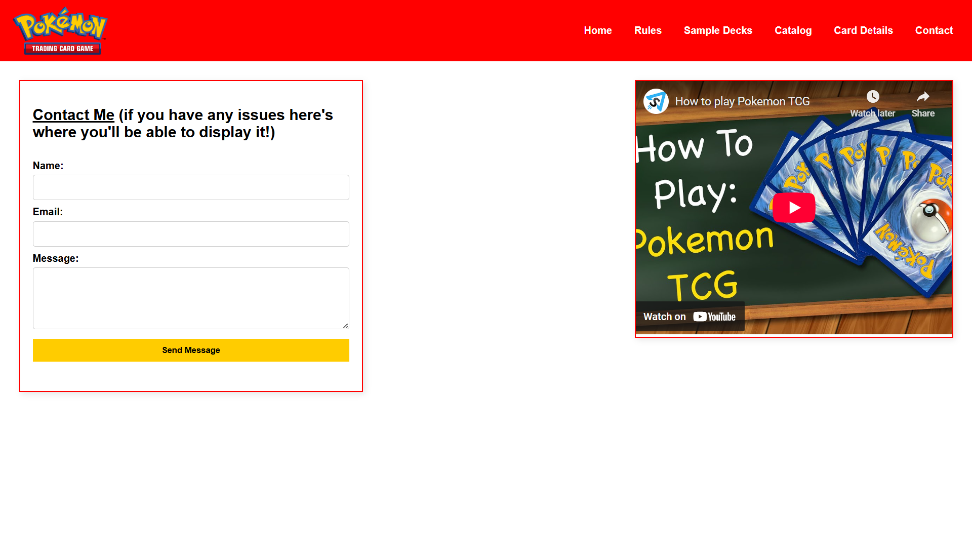 Screenshot of Project Contact