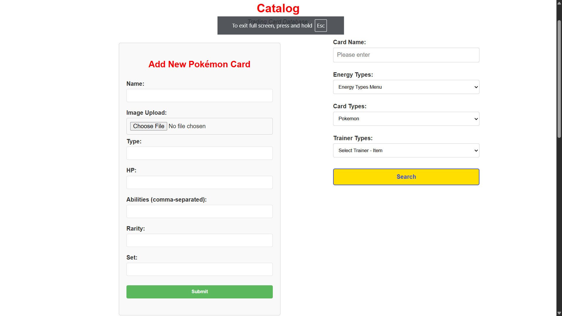 Screenshot of Project Post Requests