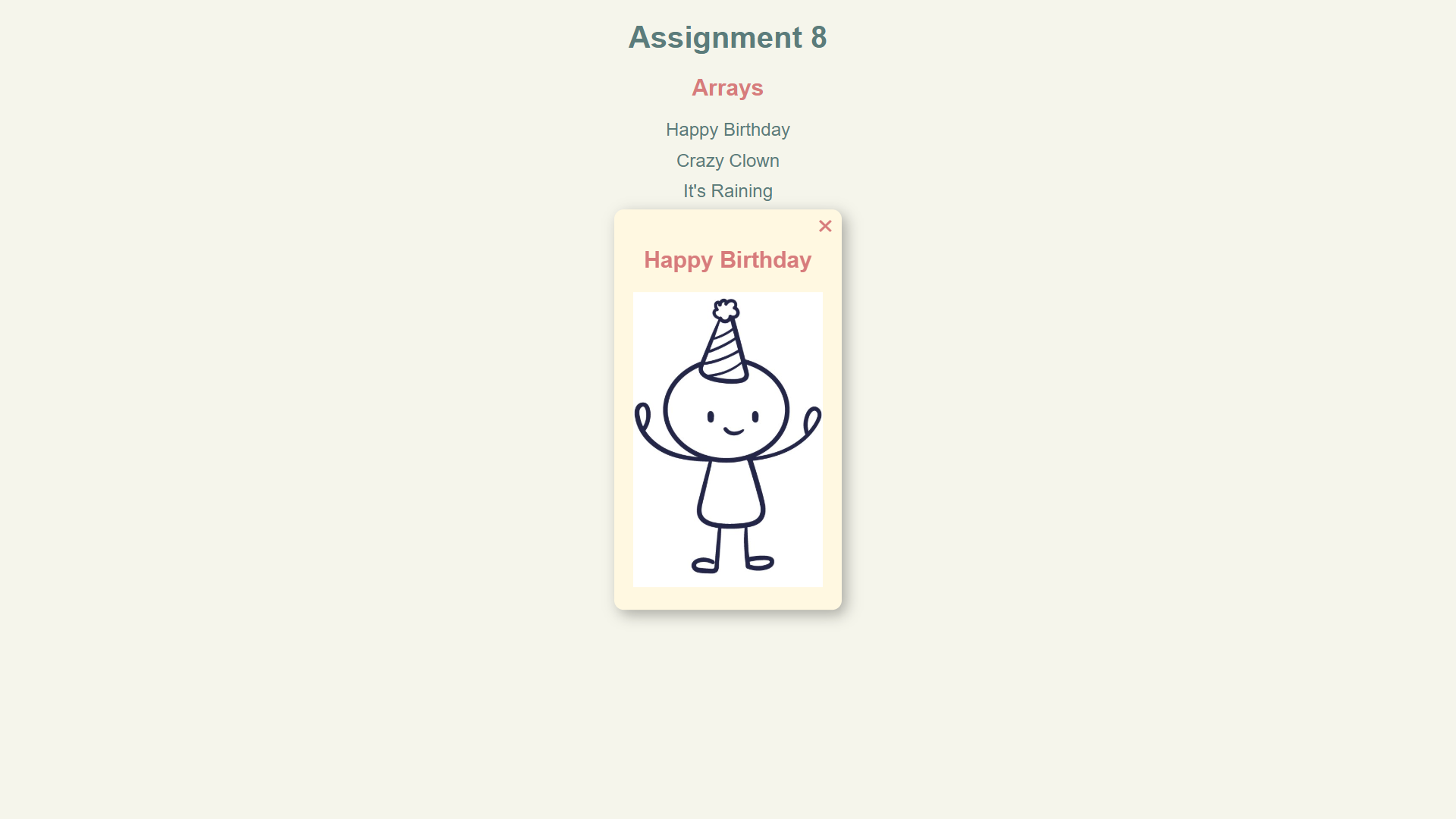 Screenshot of Assignment 8